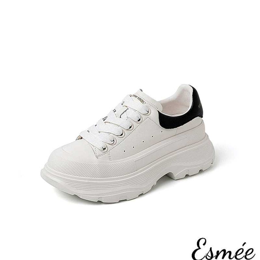 Shoes Esmée | Leather Sneakers With 4.5 Cm Platform And Heel Cap