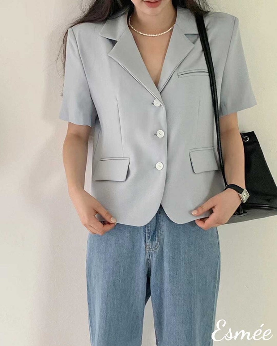 Clothing Esmée | Korean Cotton Blazers With Short Sleeves