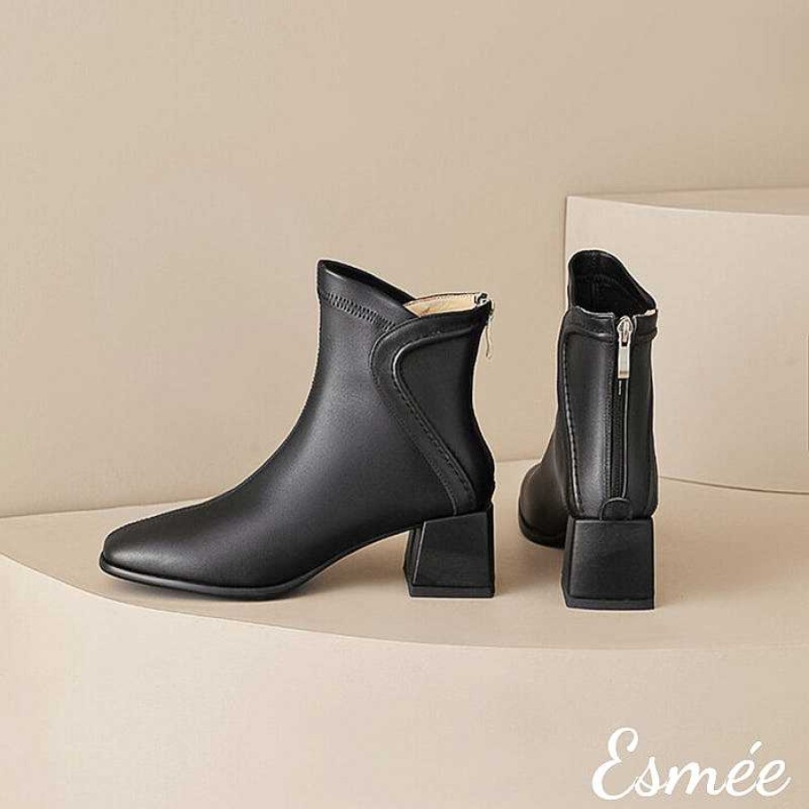 Shoes Esmée | Leather High Heel Ankle Boots With Special Cutting Design