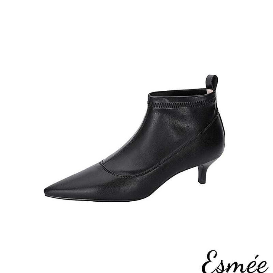 Shoes Esmée | Leather Ankle Boots With Kitten Heels