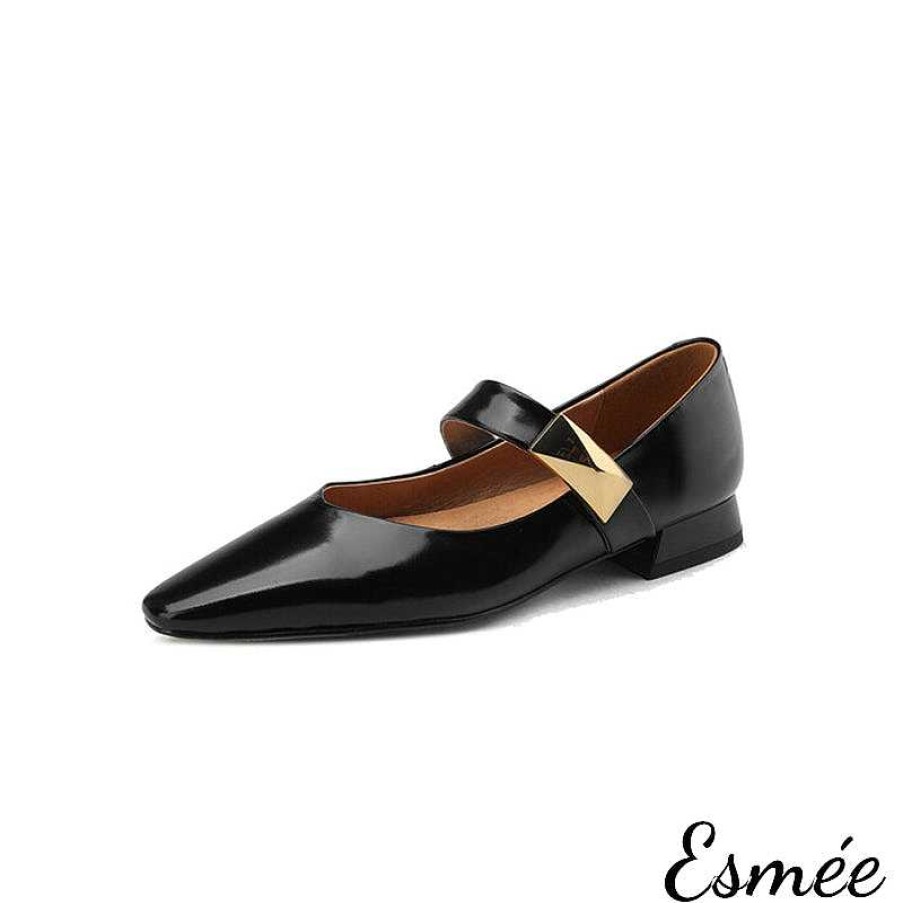 Shoes Esmée | Leather Maryjanes With Metal Buckle Design