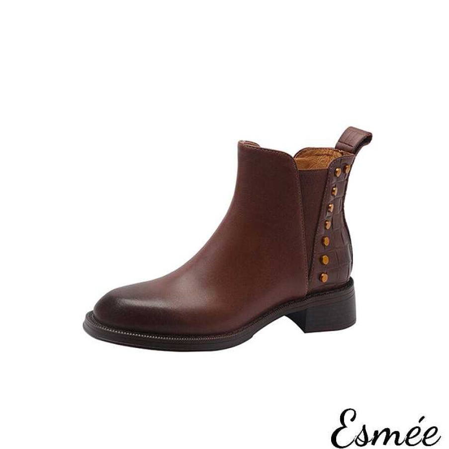 Shoes Esmée | Leather Chelsea Boots With Rivet And Alligator Pattern Design