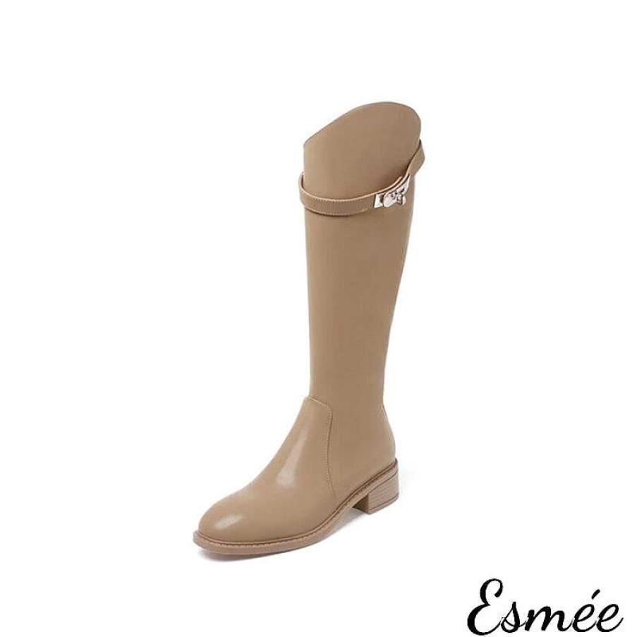 Shoes Esmée | Leather Long Boots With Silver Plated Buckle