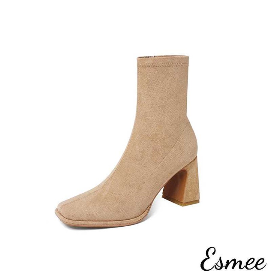 Shoes Esmée | Suede Ankle Boots With Square Toe Design