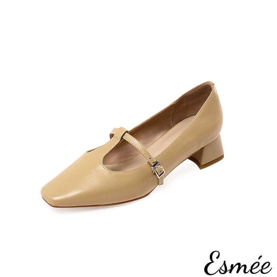 Shoes Esmée | Leather High Heel With T-Straps