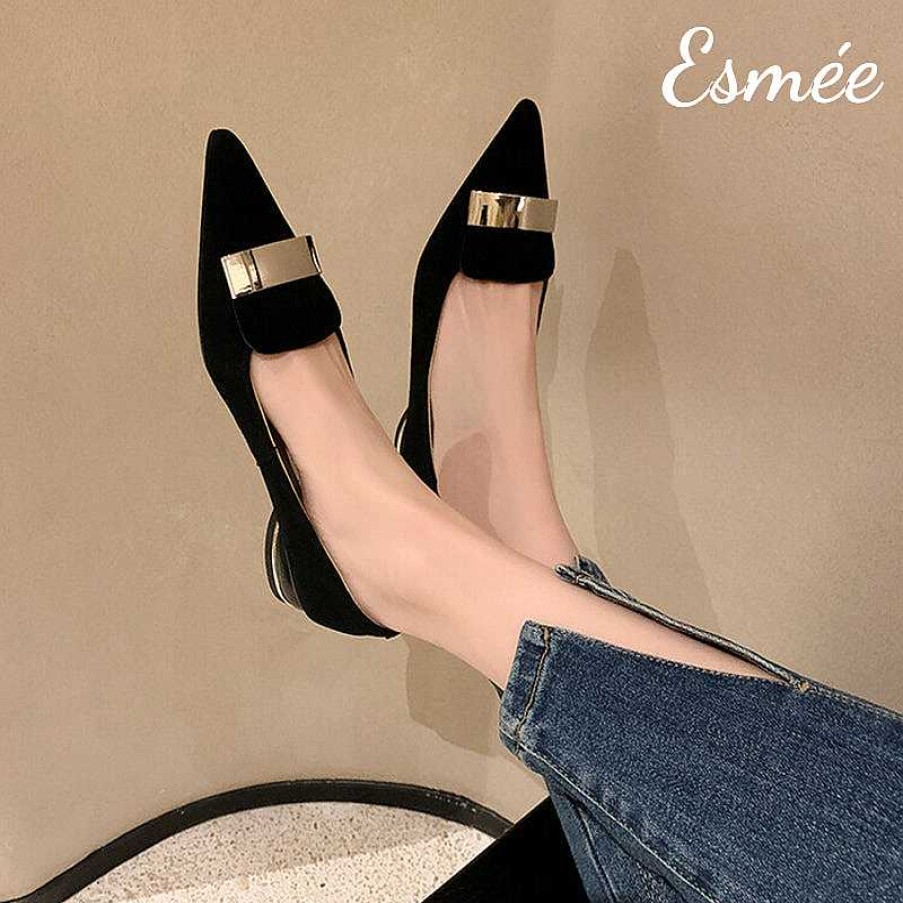 Shoes Esmée | Suede Flats With Suede Metal Buckle