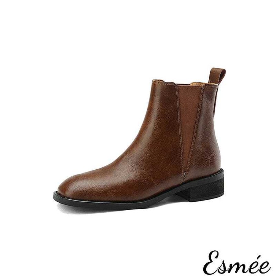 Shoes Esmée | Leather Chelsea Boots With V-Shaped Ribbon Design