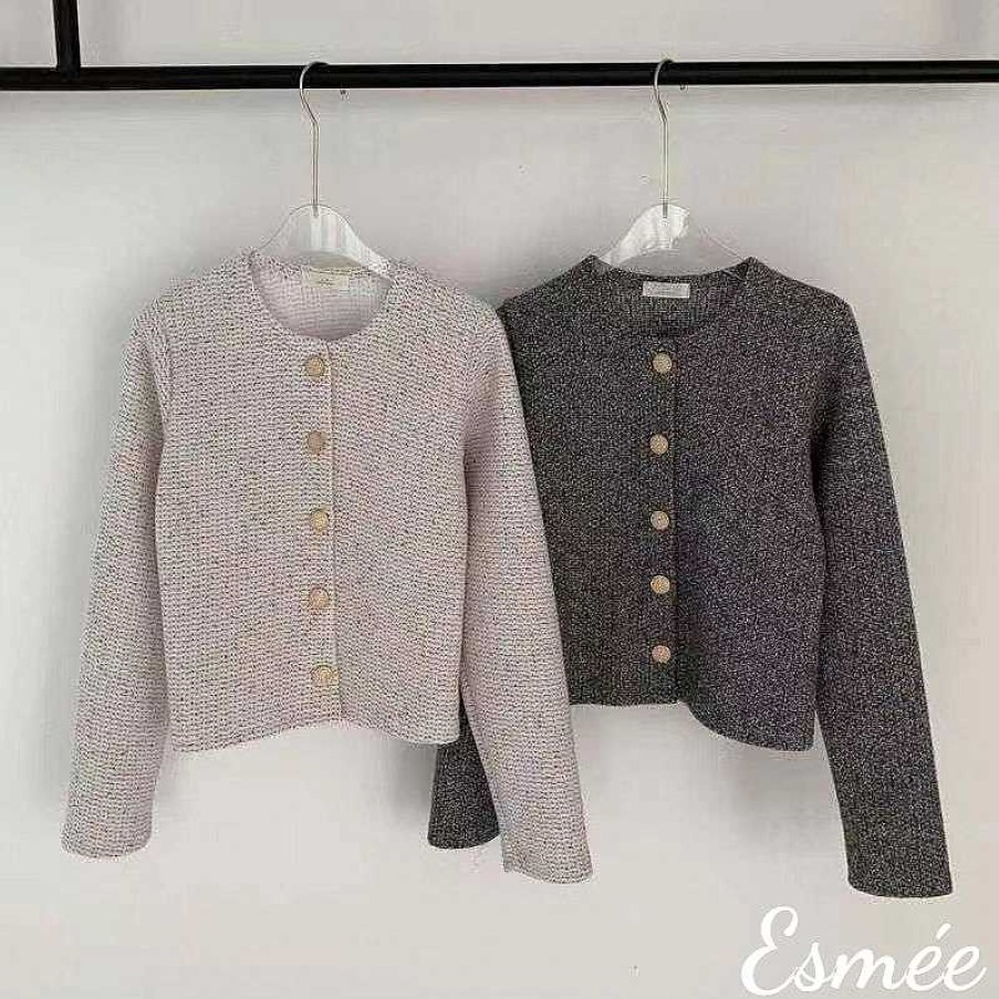 Clothing Esmée | Korean Tweed Fabrics Jacket With Golden Buttons