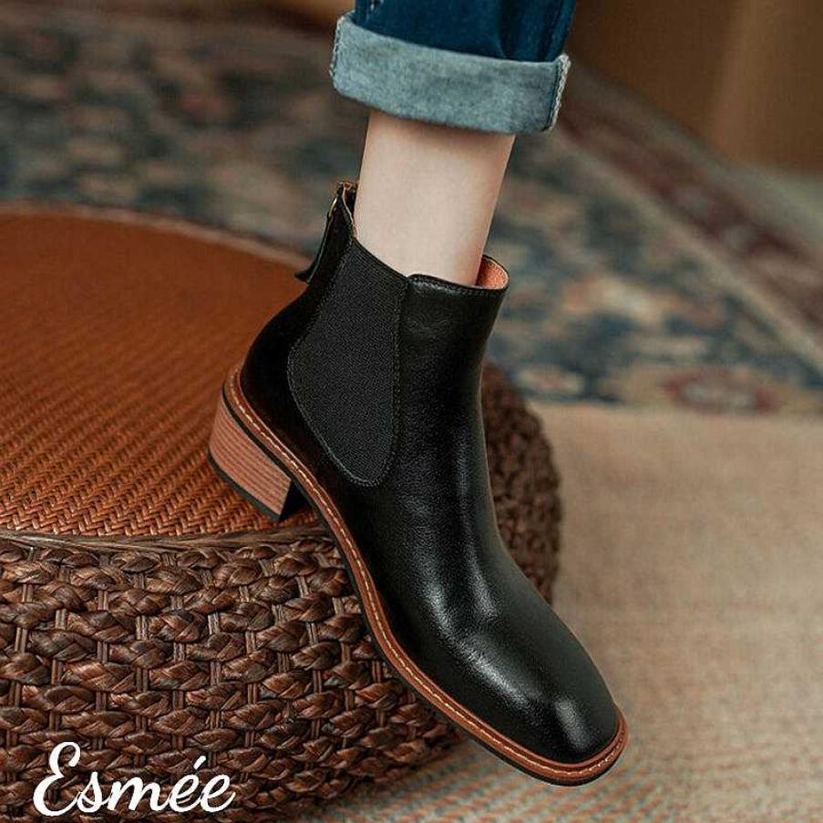 Shoes Esmée | Leather Chelsea Boots With Rear Zippers And Welt Design