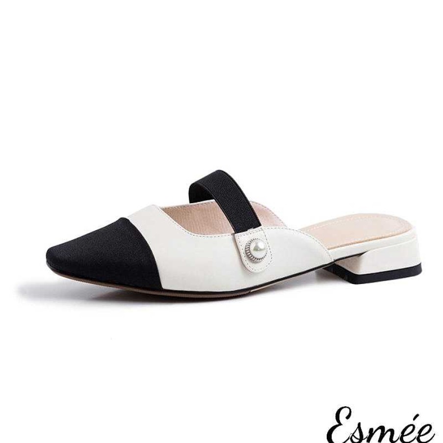 Shoes Esmée | Leather Mules With Straps And Almond Toe