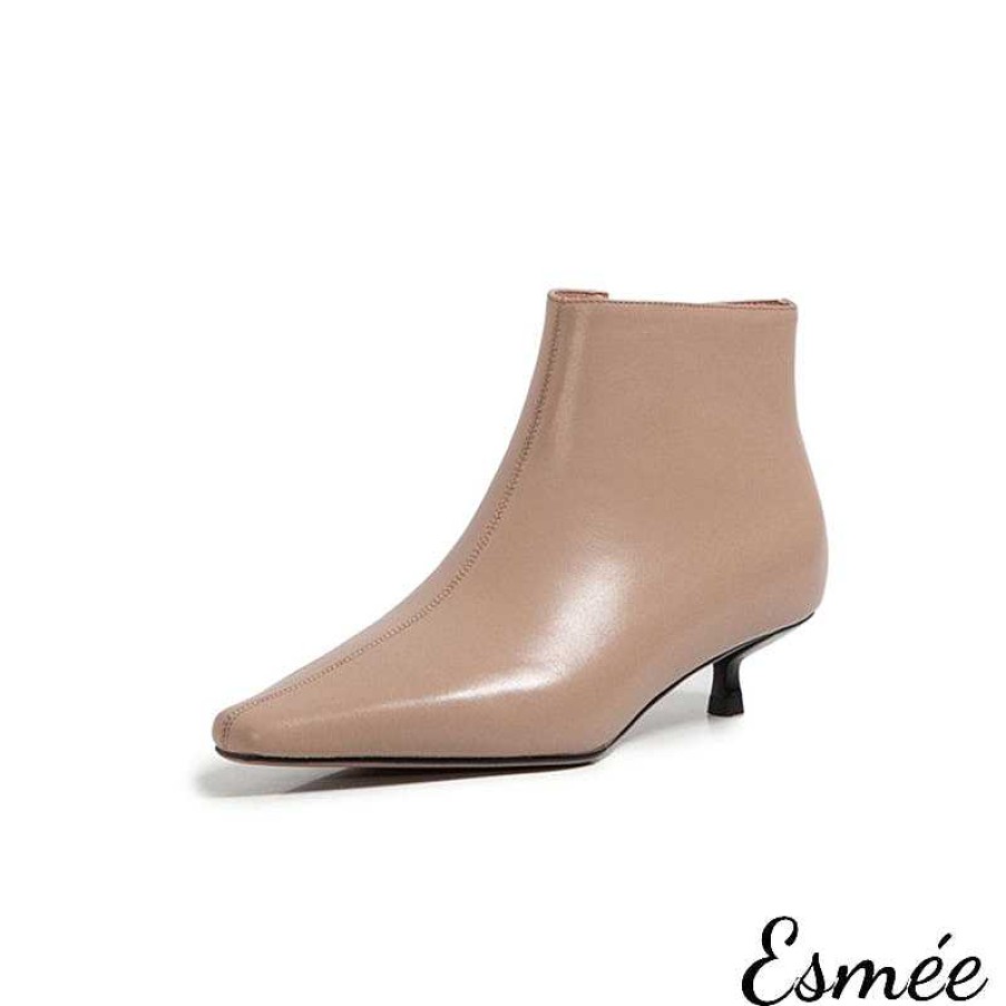 Shoes Esmée | Leather Ankle Boots With 3.5 Cm Kitten Heels