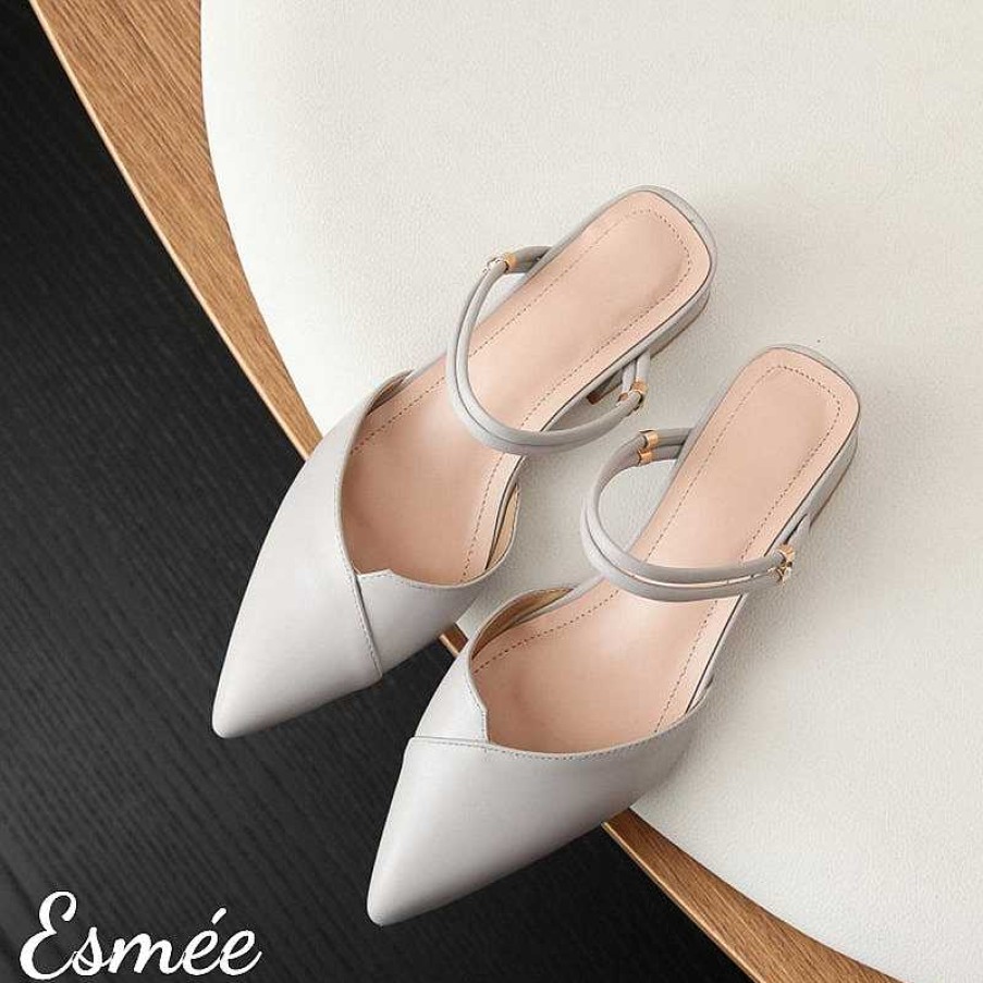 Shoes Esmée | Leather High Heel Mules With Double Straps