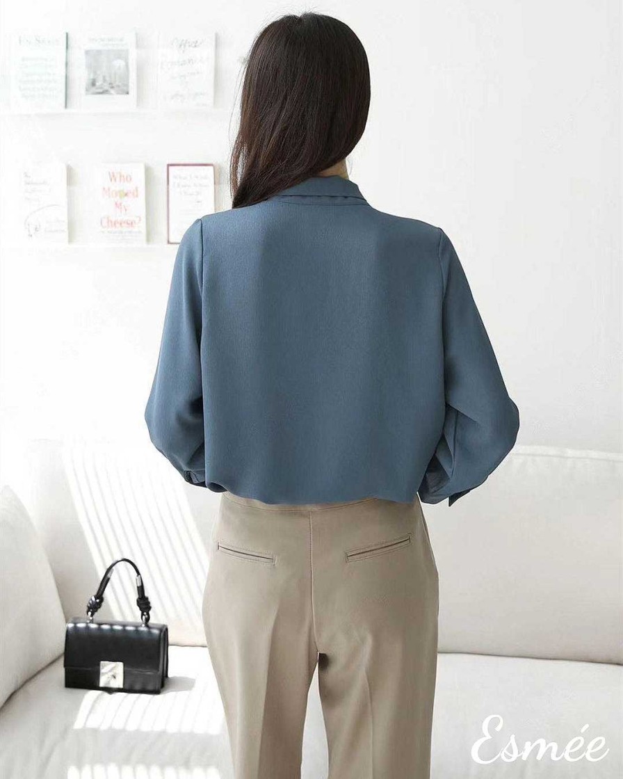 Clothing Esmée | Korean Chiffon Blouse With Bow Knot Tie Design