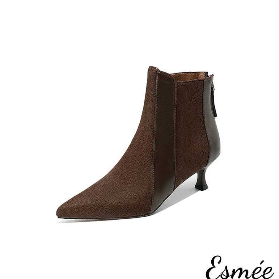 Shoes Esmée | Leather Ankle Boots With Horsehair Design