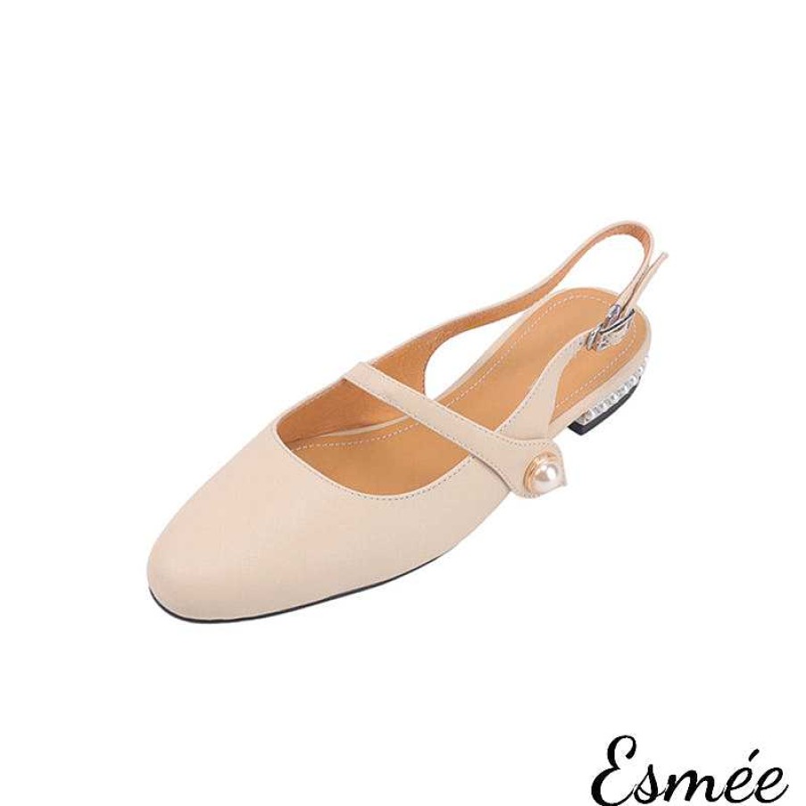 Shoes Esmée | Leather Slingback With Pearl Design