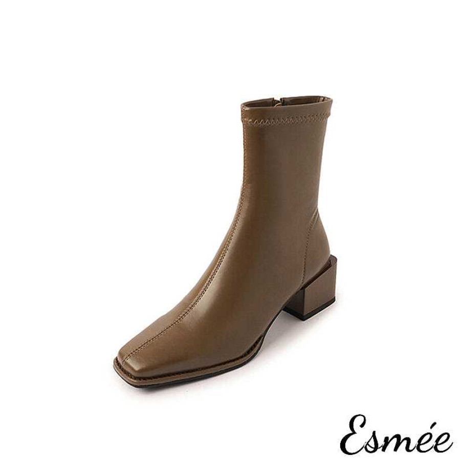 Shoes Esmée | Leather Ankle Boots With Block Heels