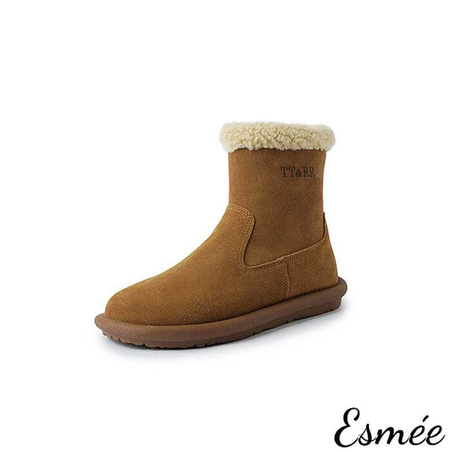 Shoes Esmée | Suede Ankle Boots With Sheep Hair Inner Lining