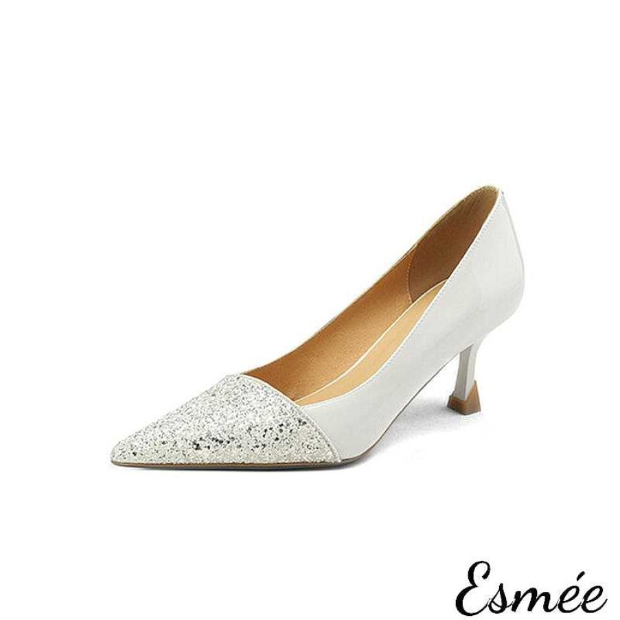 Shoes Esmée | Patent Leather High Heels With Glitter Toe Cap Design