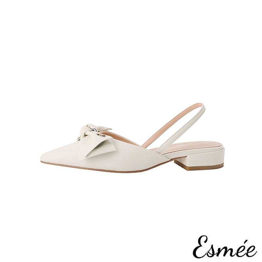 Shoes Esmée | Leather Slingback With Big Bow Knot Design