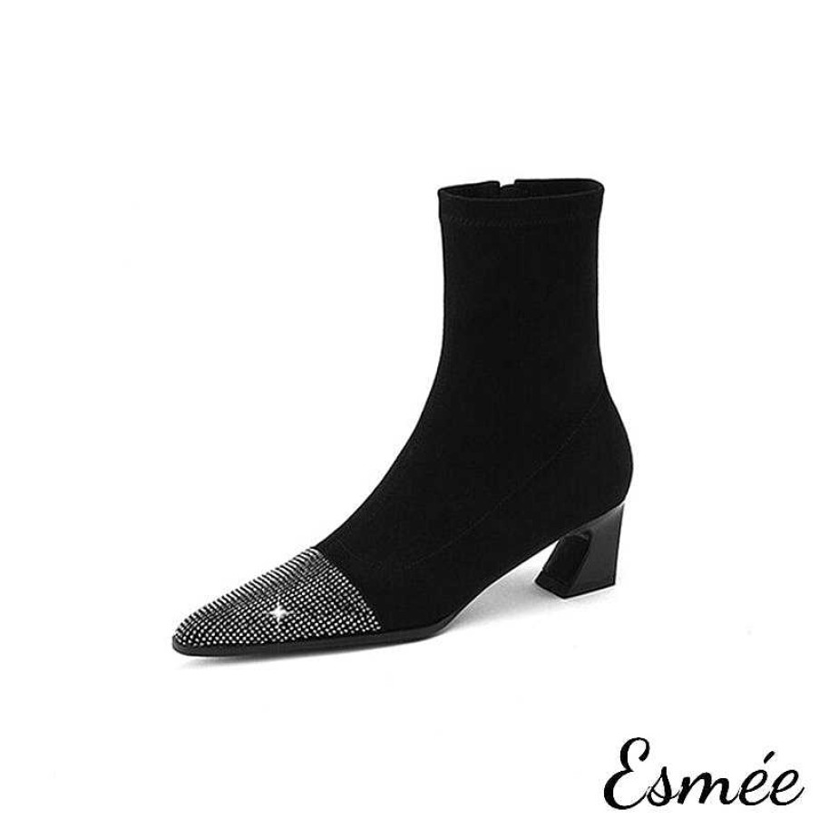 Shoes Esmée | High Heel Ankle Boot With Rhinestone Toe Cap