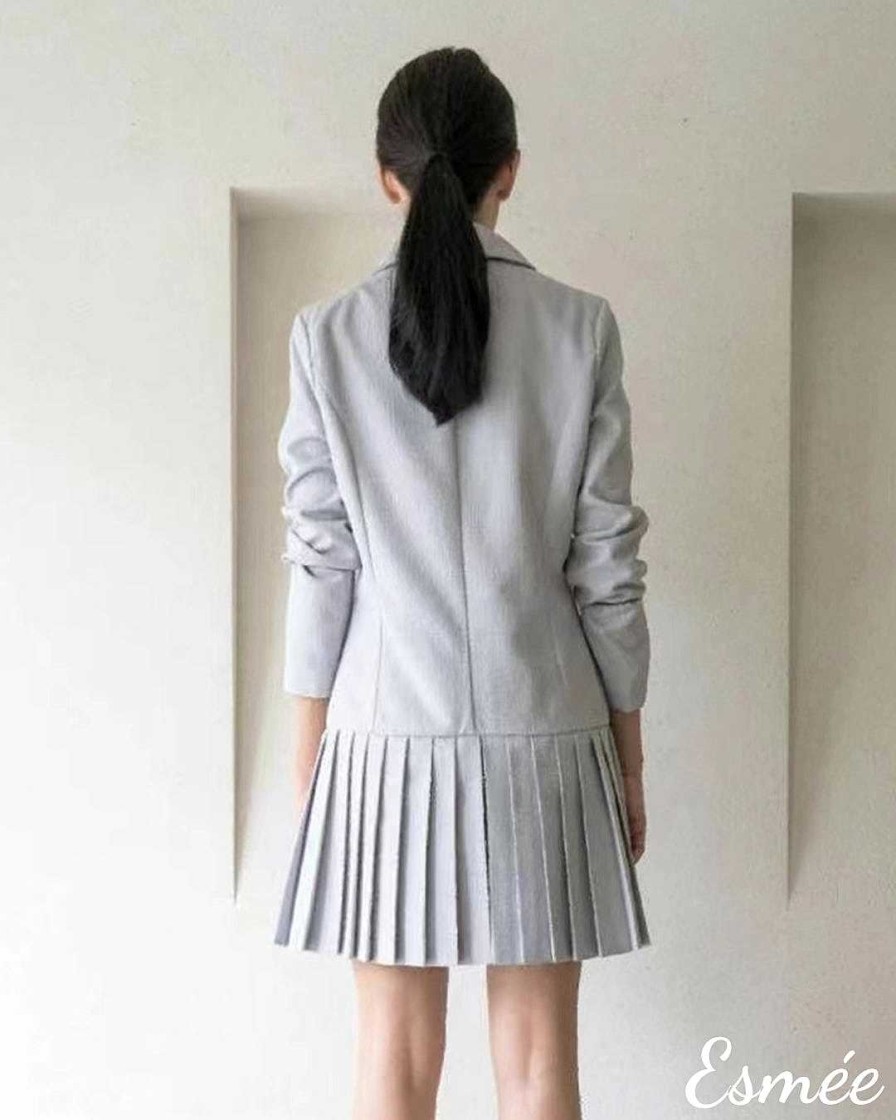 Clothing Esmée | Korean Cotton Blazer Dress With Pleaded Design