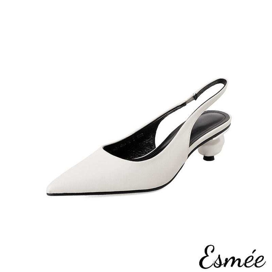 Shoes Esmée | Leather High Heel Slingback With Special Design Heels