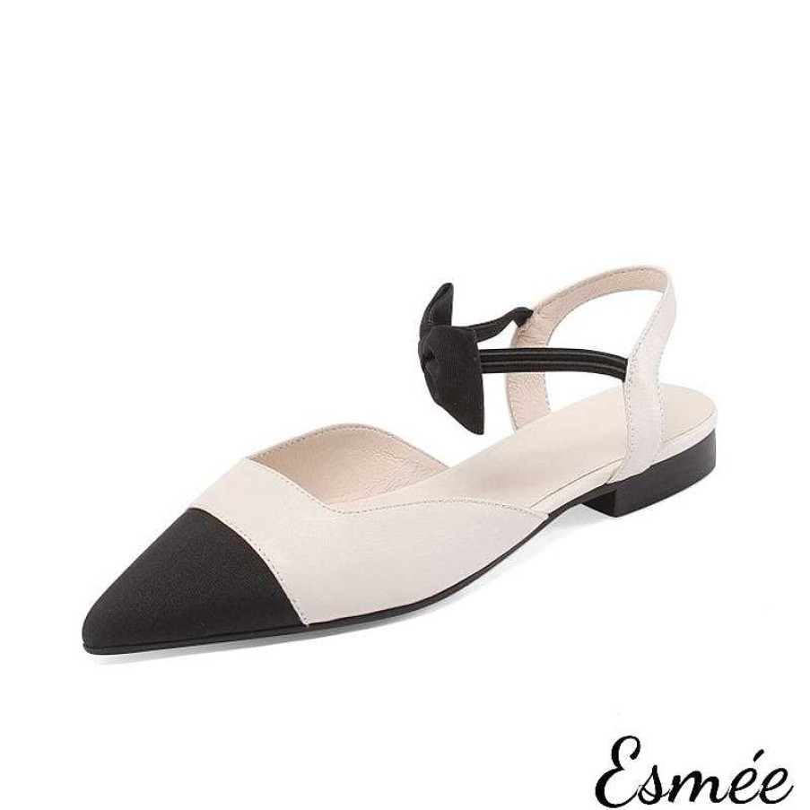 Shoes Esmée | Leather Flat Sandals With Bow-Knot Ankle Straps