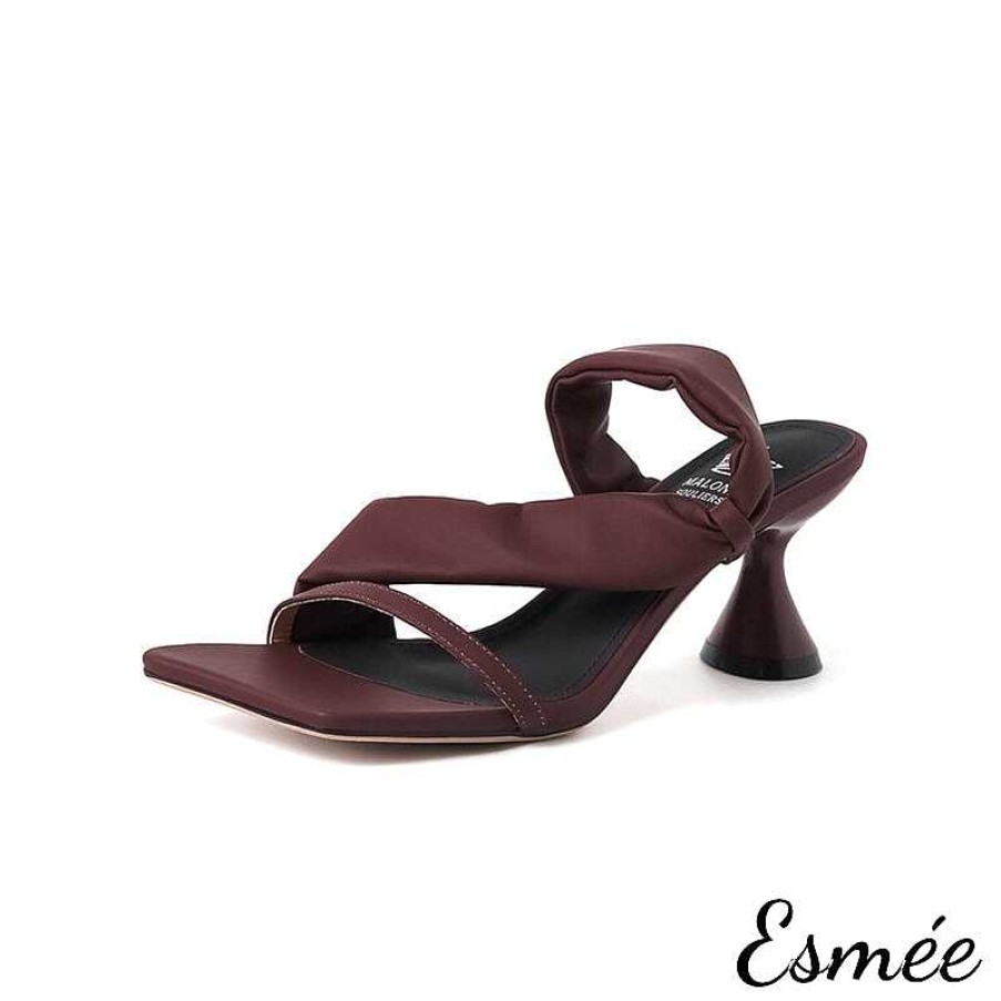 Shoes Esmée | Leather High Heel Sandals With Square Toe Design