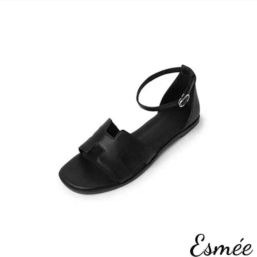 Shoes Esmée | Leather Flat Sandals With Ankle Straps