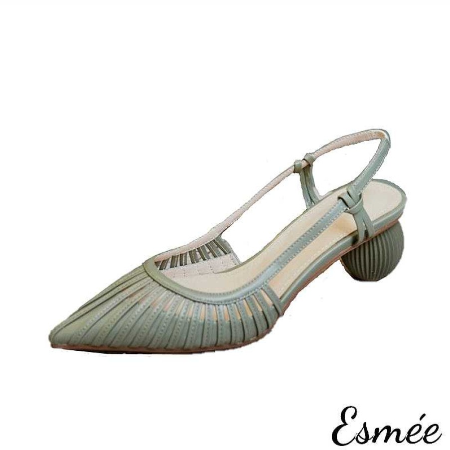 Shoes Esmée | Slingback Mules In Lambskin Leather With Sculpted Round Heels