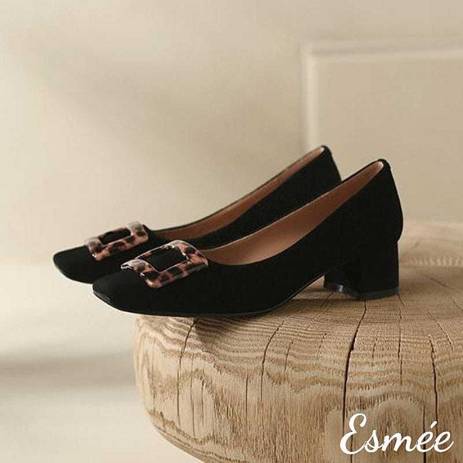 Shoes Esmée | Suede High Heels With Amber Buckle