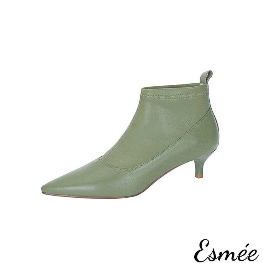 Shoes Esmée | Leather Ankle Boots With Kitten Heels