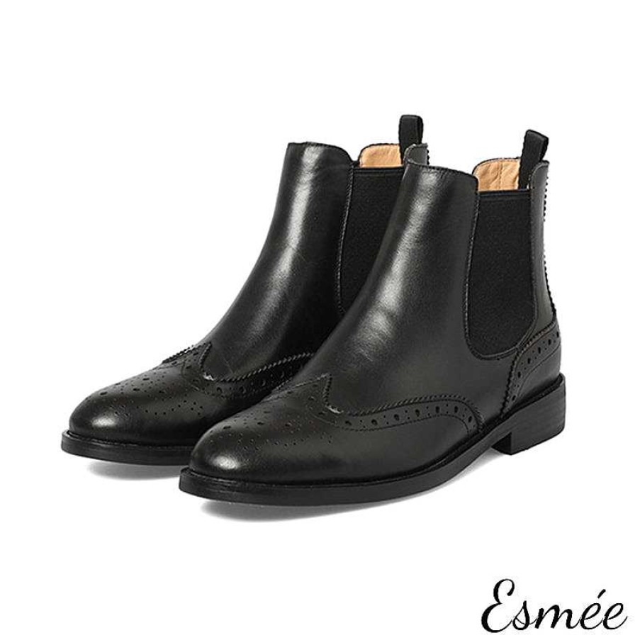 Shoes Esmée | Invisible Increased-Height 7Cm Brogue Boots Black