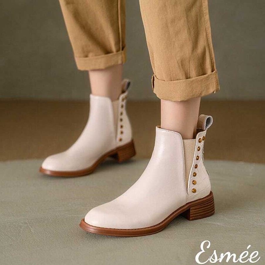 Shoes Esmée | Leather Chelsea Boots With Rivet And Alligator Pattern Design