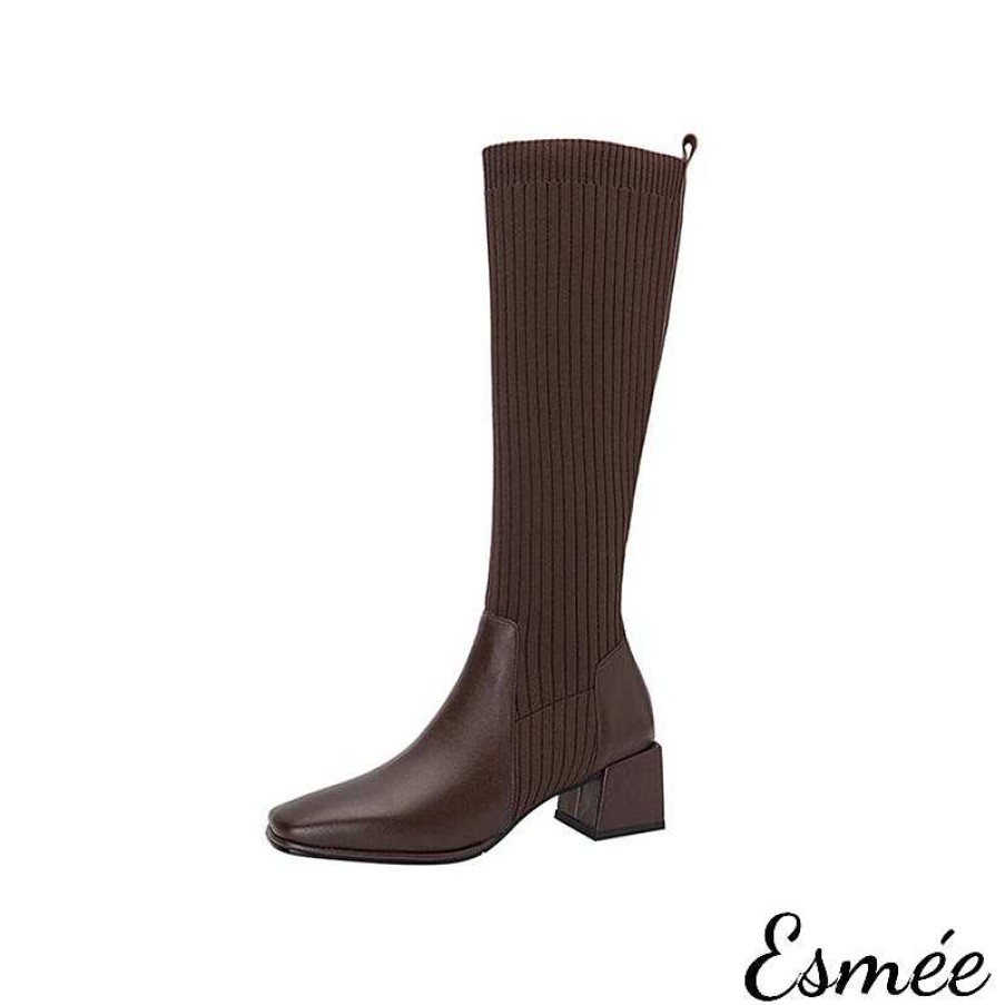 Shoes Esmée | Leather Long Boots With Sock Tube