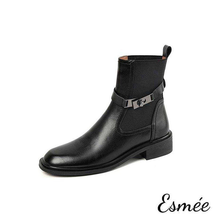 Shoes Esmée | Leather Chelsea Boots With Platinum Buckle