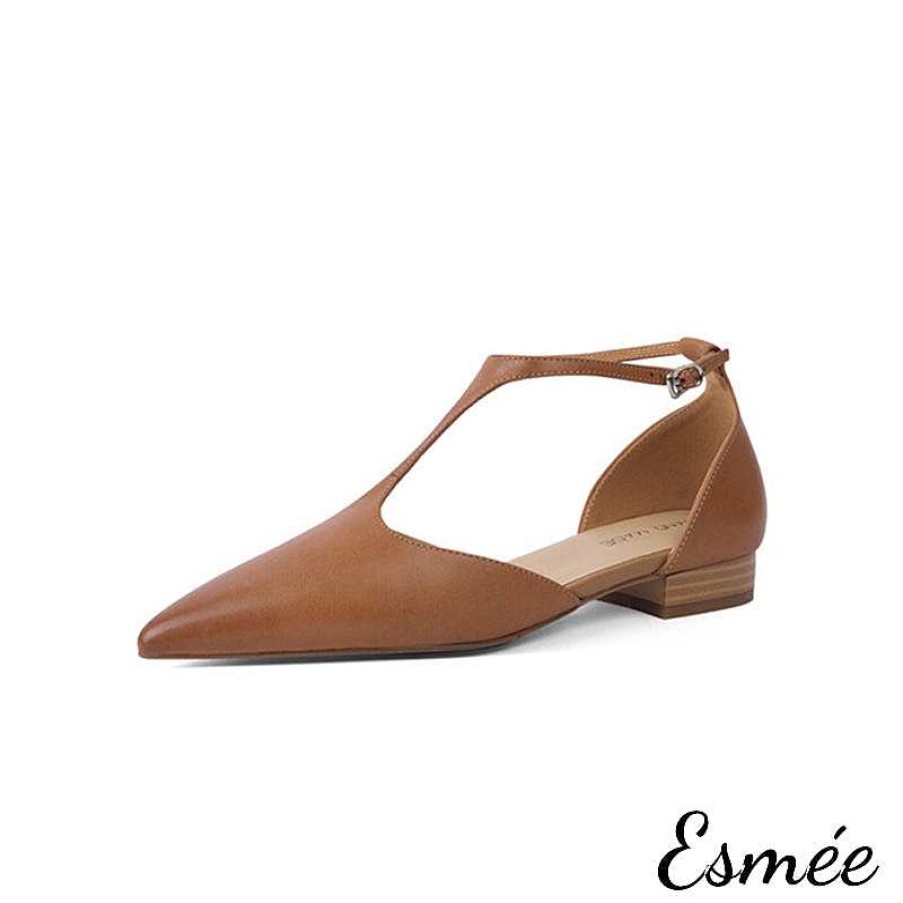 Shoes Esmée | Leather Flat T-Straps