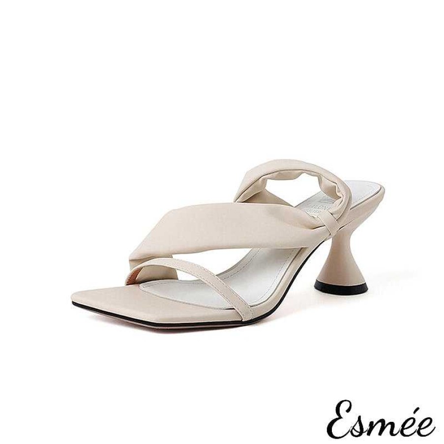 Shoes Esmée | Leather High Heel Sandals With Square Toe Design