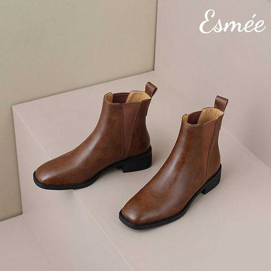 Shoes Esmée | Leather Chelsea Boots With V-Shaped Ribbon Design