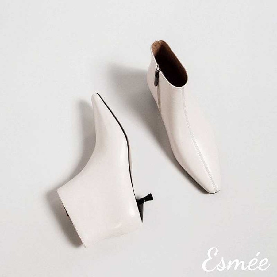 Shoes Esmée | Leather Ankle Boots With 3.5 Cm Kitten Heels