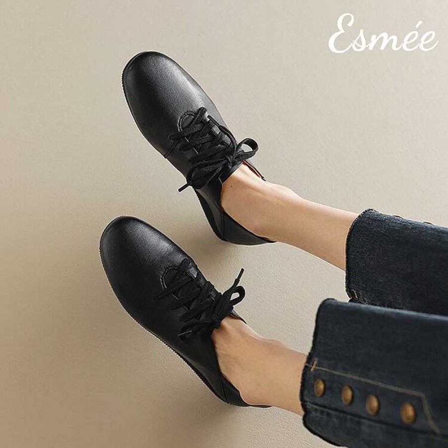 Shoes Esmée | Leather Oxford Shoes With Round Toe Design