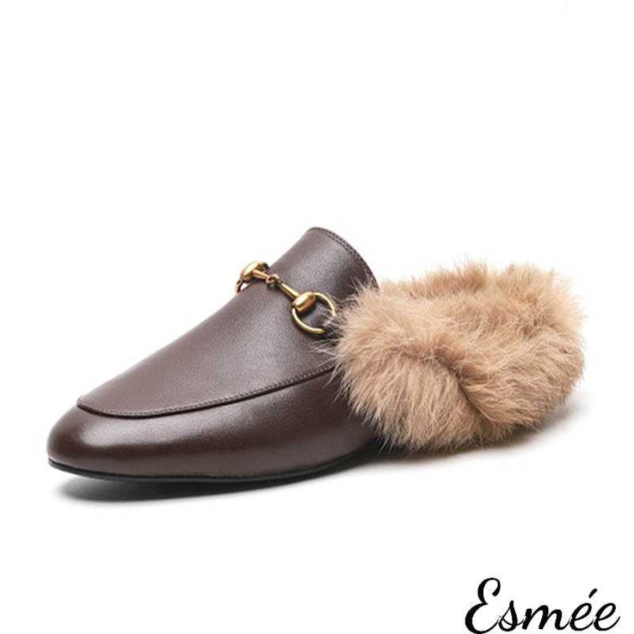 Shoes Esmée | Leather Mules With Fur