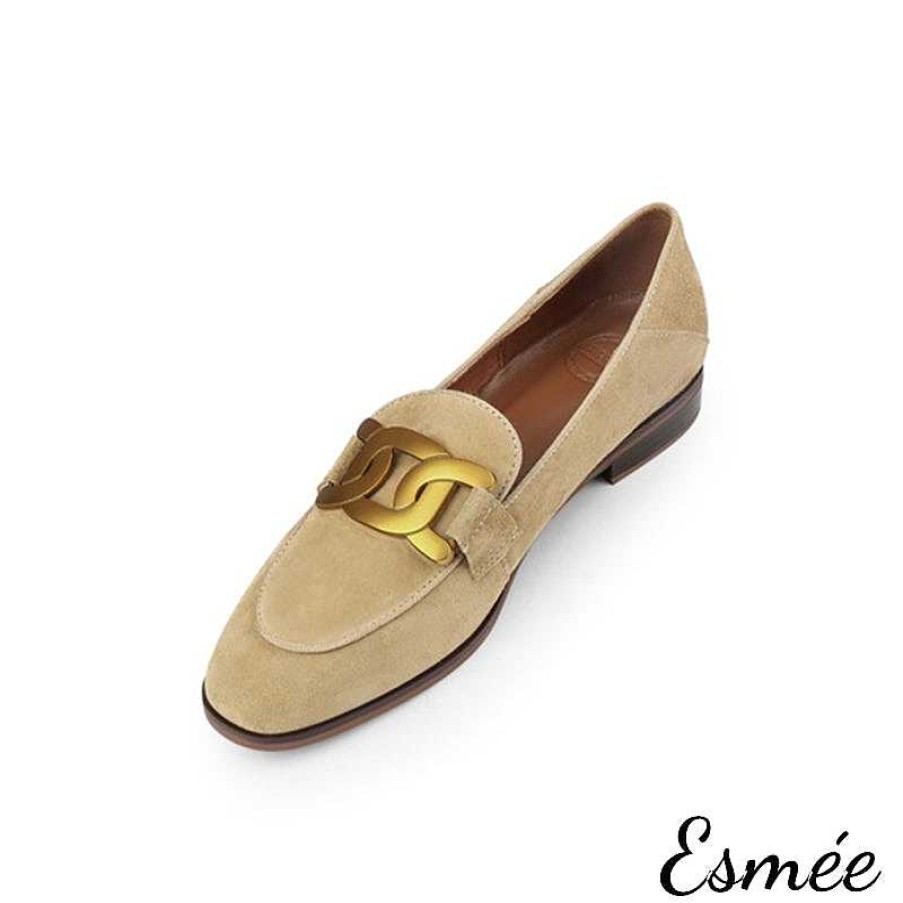 Shoes Esmée | Suede Loafers With Metal Buckle