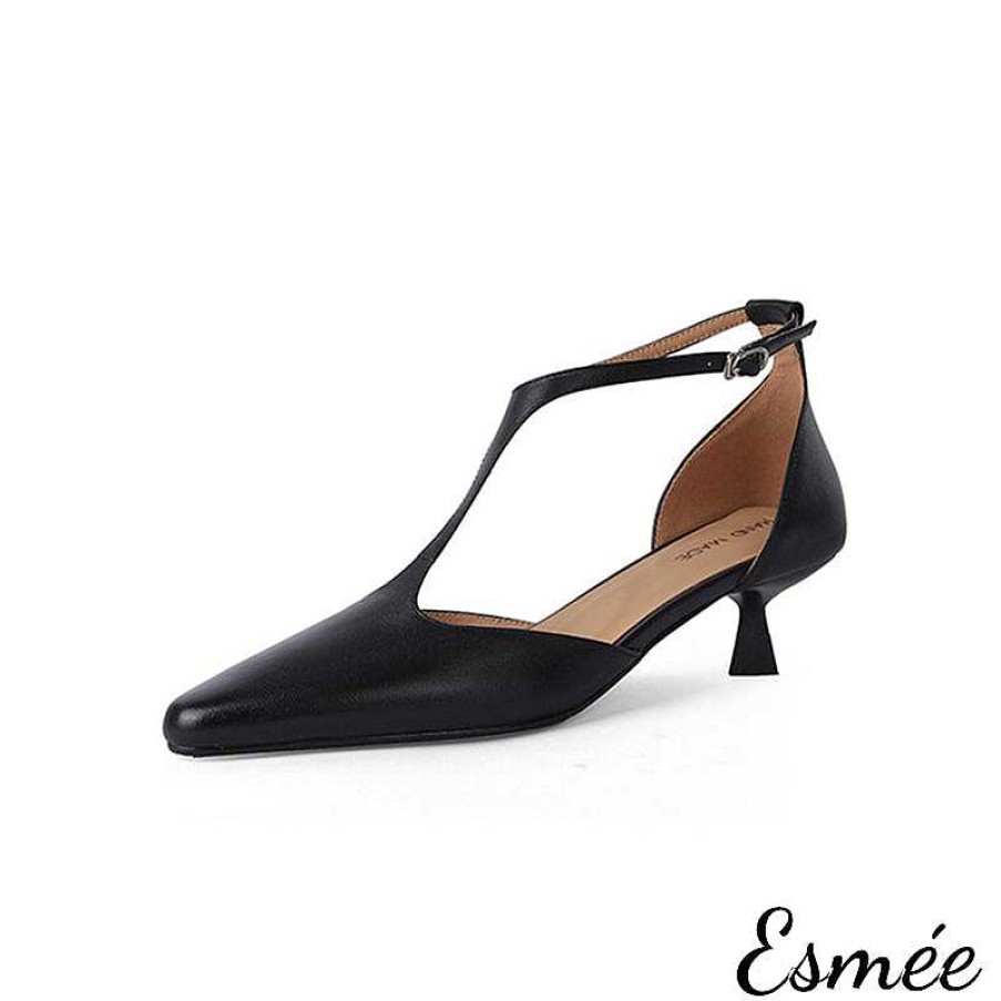 Shoes Esmée | Leather High Heel T Straps