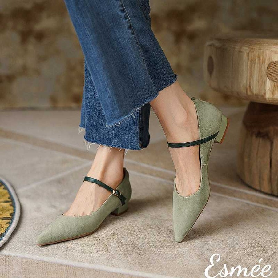 Shoes Esmée | Suede Mary Janes With Dual Color Straps