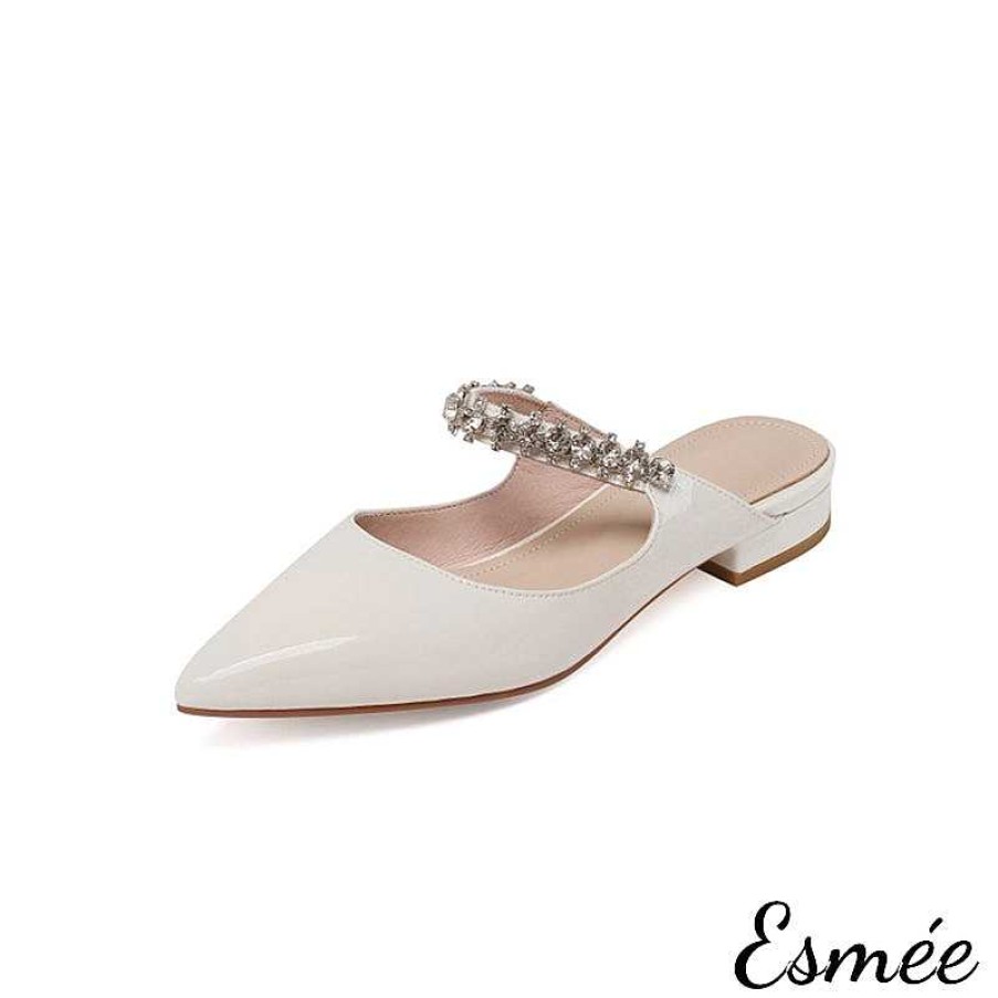 Shoes Esmée | Patent Leather High Heel Mules With Diamond Straps