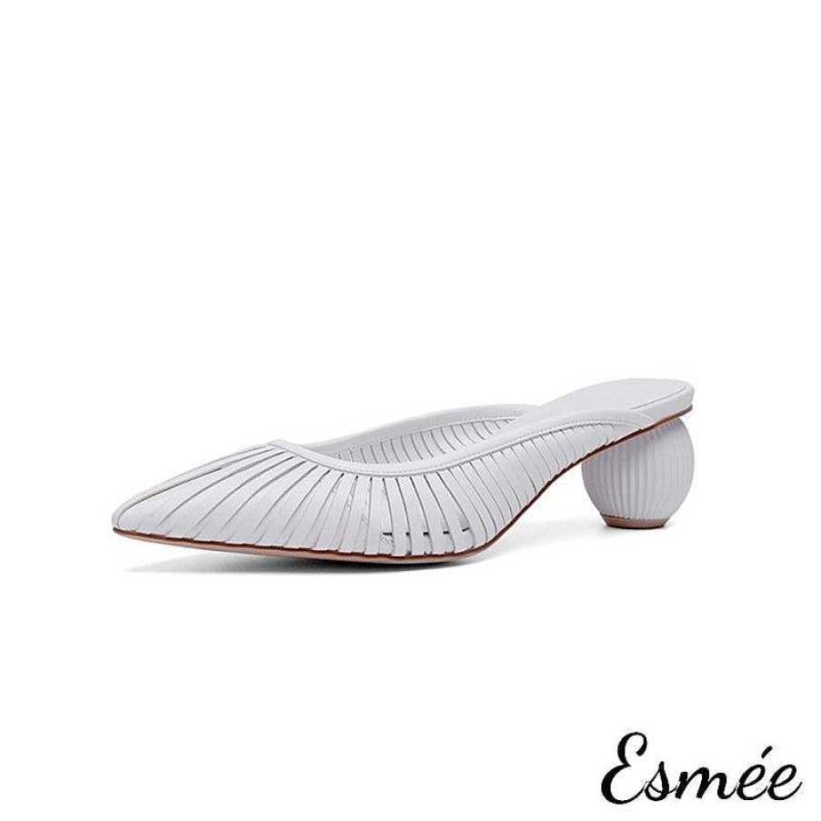 Shoes Esmée | Leather High Heel Mules With Sculpted Round Heels