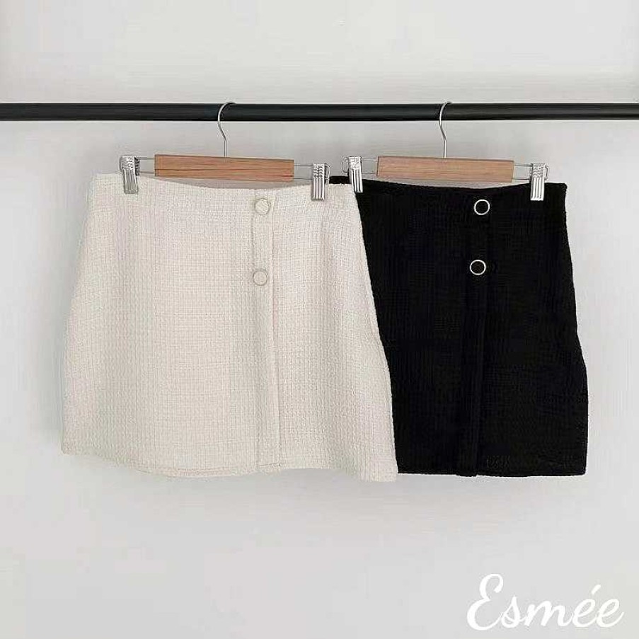 Clothing Esmée | Korean Cotton A Line Skirt With Button Design