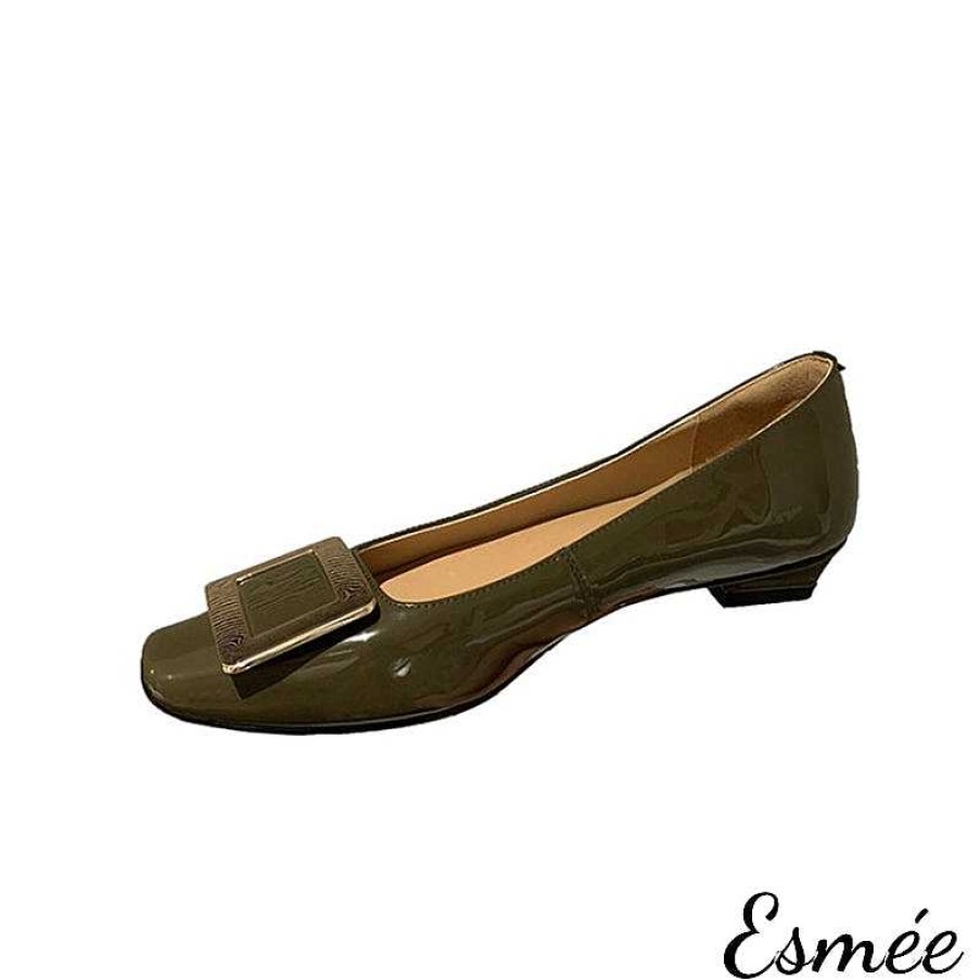 Shoes Esmée | Patent Leather Flats With Metal Buckle