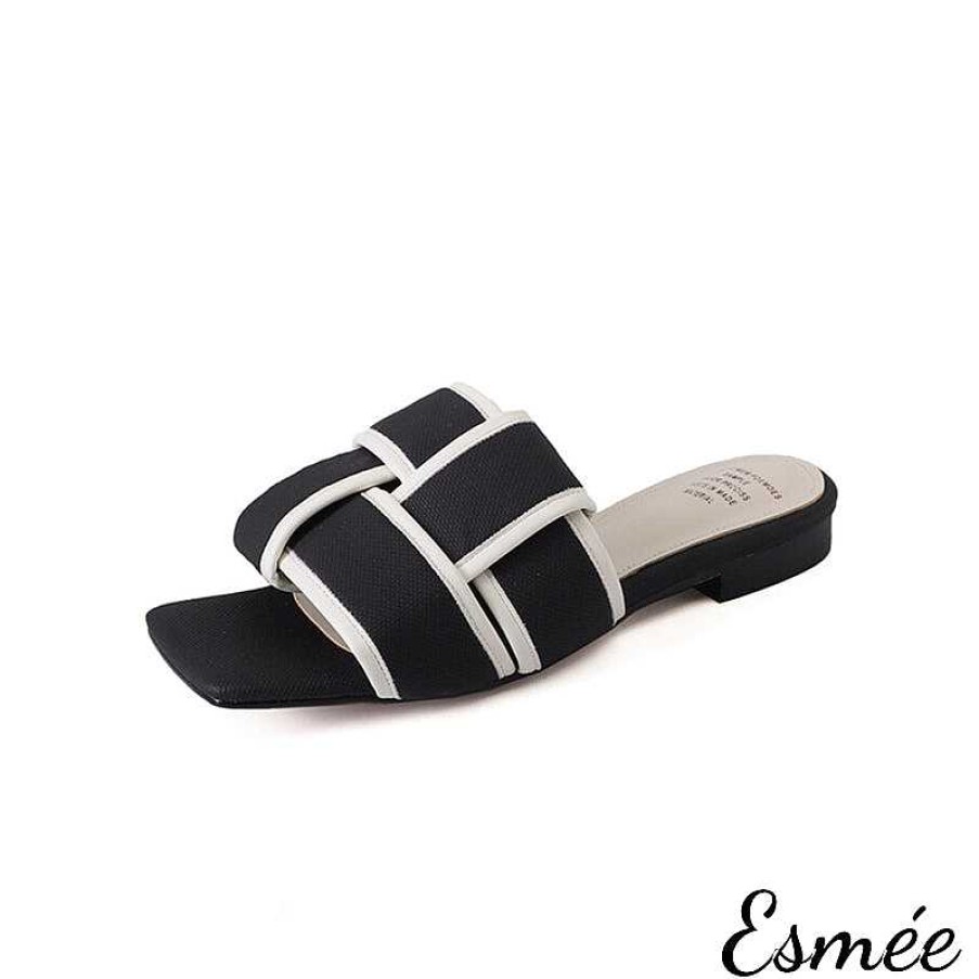 Shoes Esmée | Leather Flat Sandals With Woven Design